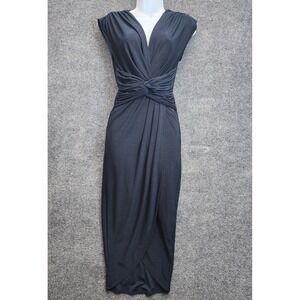 Sheike Womens Navy Twist Front Ruched Midi Wrap Dress Cocktail Wedding Guest 6